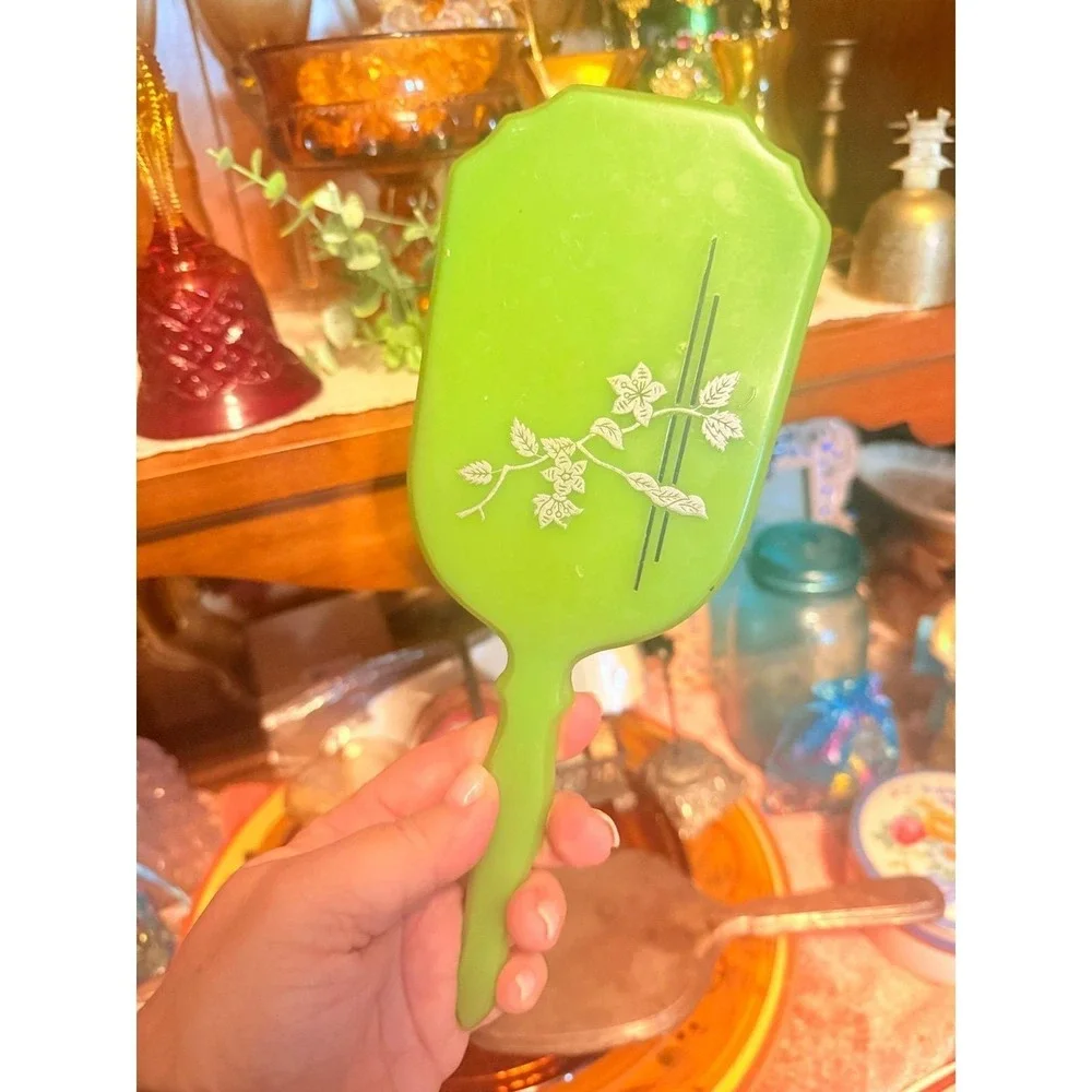 vintage DuPont celluloid Art Deco vanity Green Mirror 1920s or 1930s